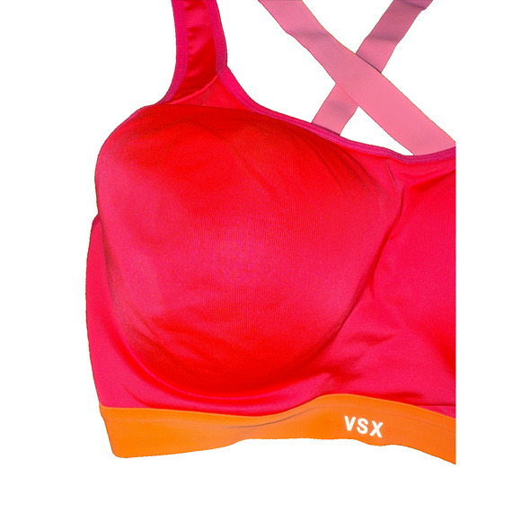 Victoria's Secret VSX Sport Bra Hot‎ Pink Criss Cross Back Padded Size 34D - Picture 3 of 12